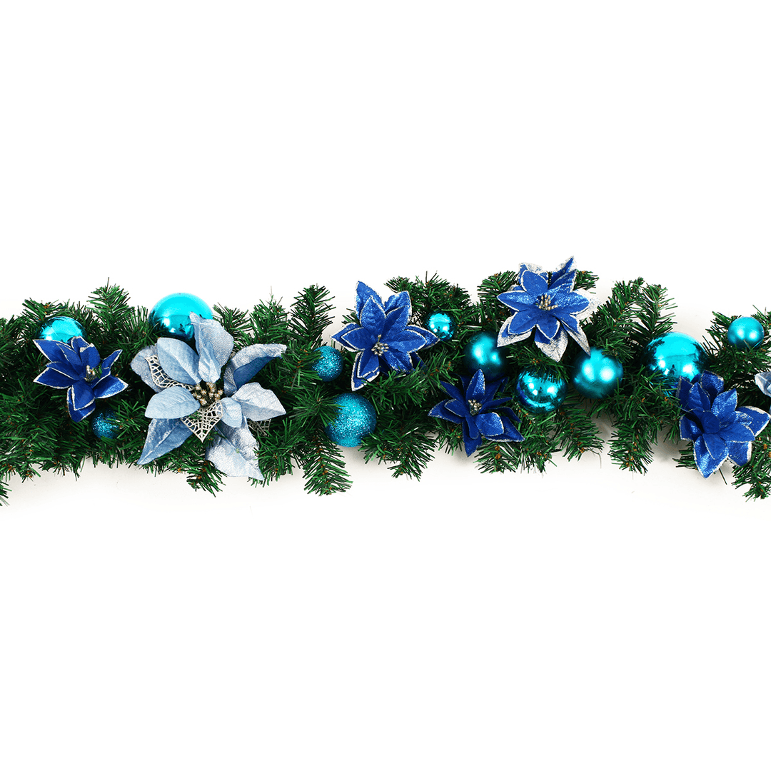 2.7M Christmas Garland Party Atificial Rattan Bow Home Wall Ornament Decorations - MRSLM