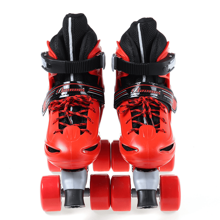 Kids Adjustable Roller Skates Double Line Skates for Children Two Line Skating Shoes with PVC 4 Wheels - MRSLM