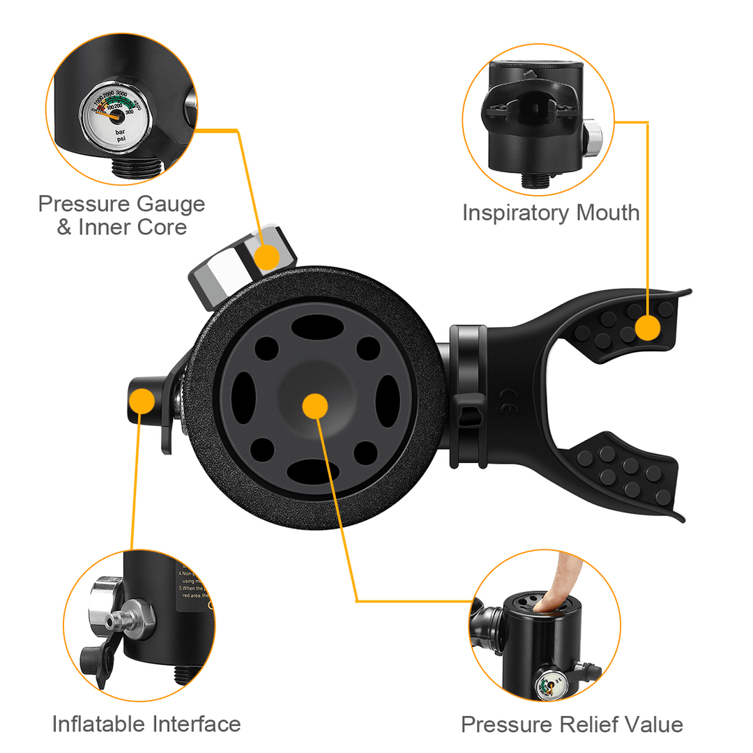 DIDEEP 0.5L Mini Scuba Tank Diving Oxygen Reserve Air Hand Inflator Pump Dive Equipment - MRSLM