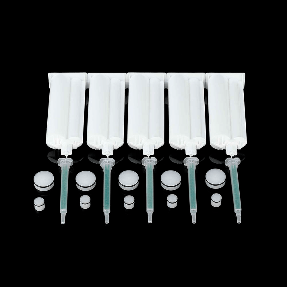 5Pcs/Set 50Ml 4:1 AB Glue Tube Dual Glue Cartridge Two Component Dispenser Tube with Mixing Tube Mixing Syringe for Industrial Glue Applicator - MRSLM