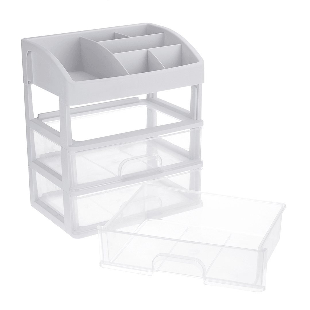 1/2/3 Layers Clear Desktop Comestics Makeup Storage Drawer Organizer Box Container - MRSLM