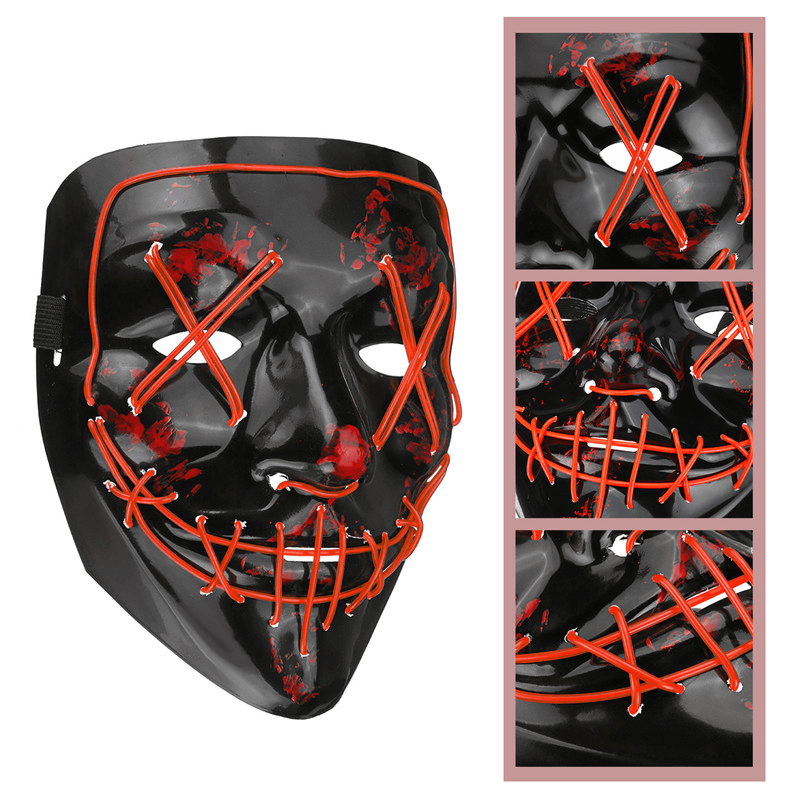 Halloween 4-Modes LED Light El Wire Mask up Funny Mask the Purge Election Year Great Cosplay Mask - MRSLM