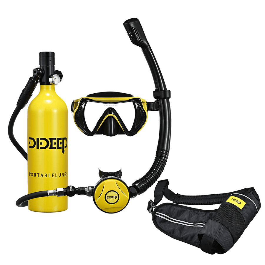 DIDEEP X4000Plus 1L Scuba Diving Cylinder Set Mini Oxygen Tank Respirator Snorkel Tube Anti-Fog Diving Goggles Diving Equipment - MRSLM