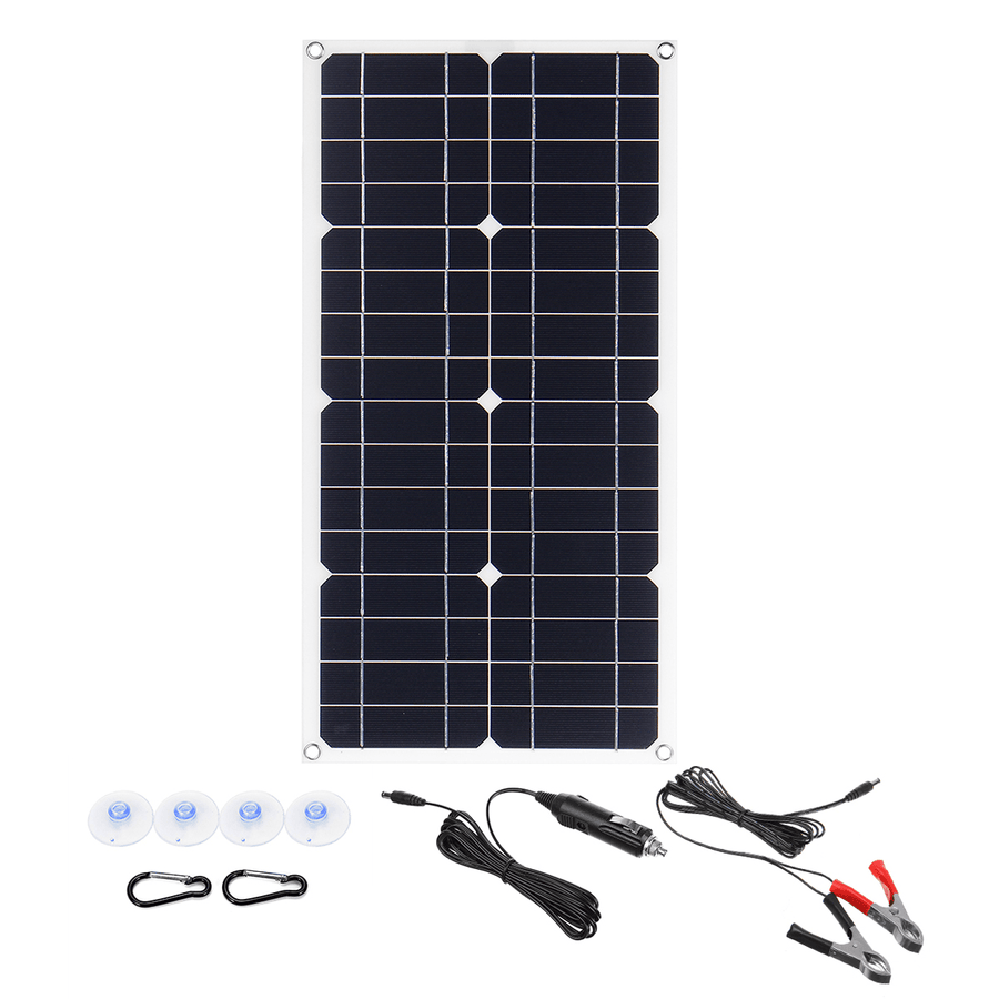 100W 18V Mono Solar Panel USB 12V/5V DC Monocrystalline Flexible Solar Charger for Car RV Boat Battery Charger Waterproof - MRSLM