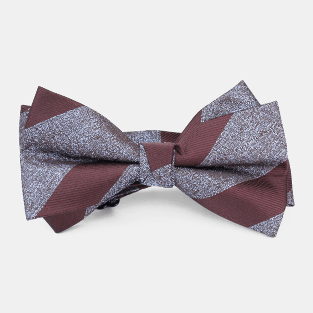 Men Dacron Cartoon Geometric Pattern Jacquard Double Layer Bowknot Formal Suit Bow Tie - MRSLM