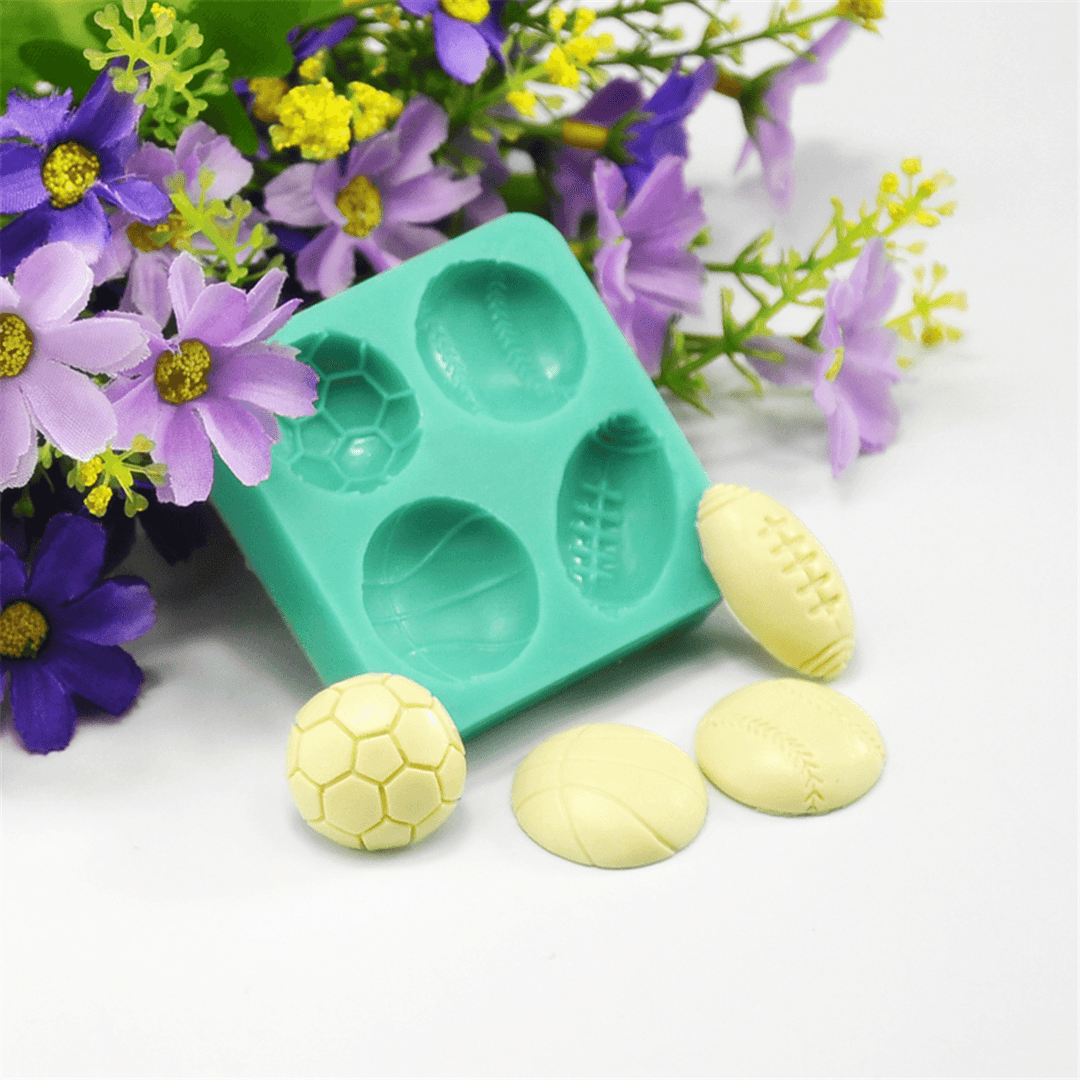 3D Silicone Football Basketball Fondant Mold Cake Sugar Chocolate Baking Tool Baking Mold - MRSLM