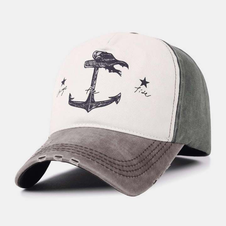 Unisex Make-Old Pirate Ship Anchor Pattern Ivy Cap Outdoor Suncreen Baseball Hats Stretch Fit Cap - MRSLM