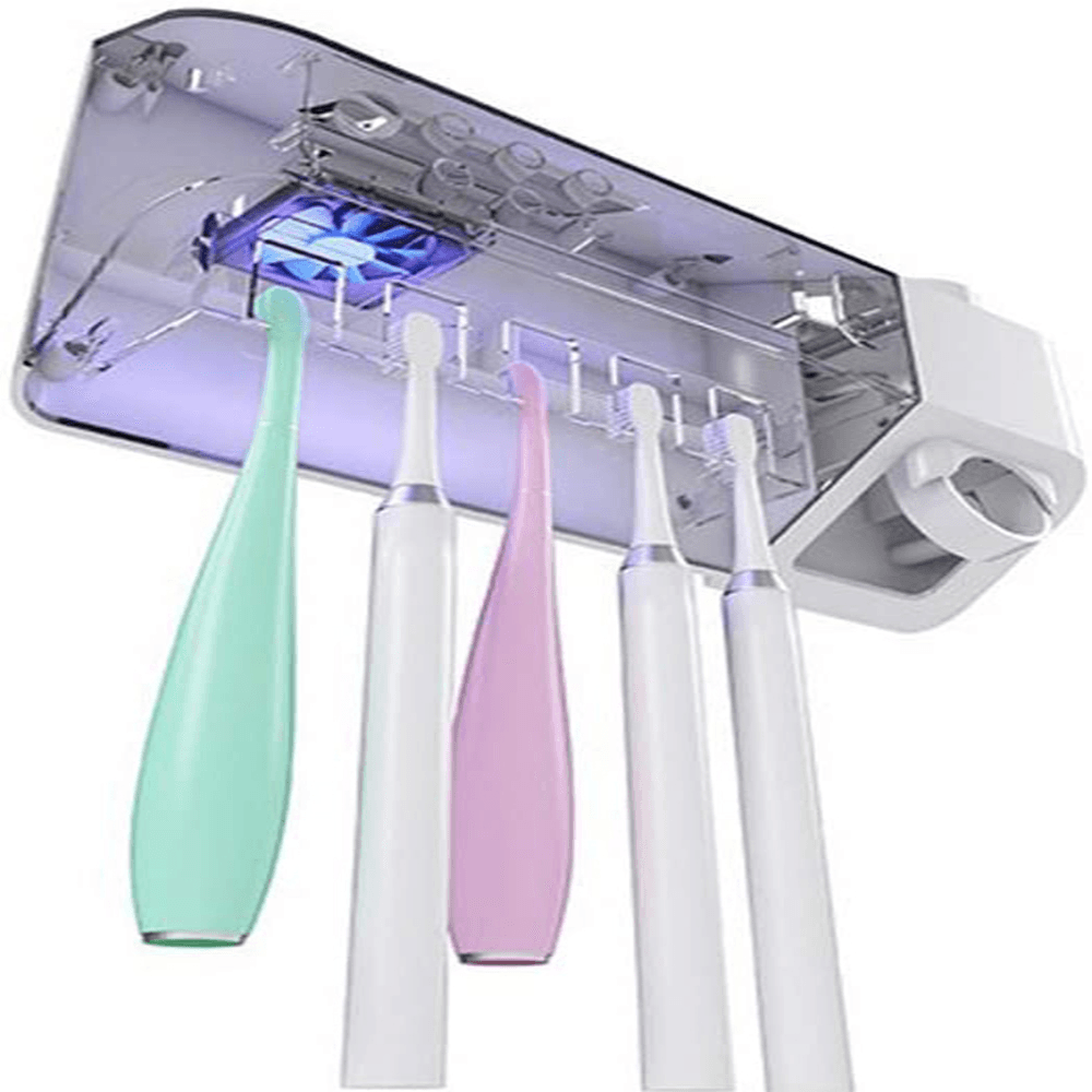 3 in 1 Wall-Mounted UV Sterilizer Toothbrush Holder USB Charging Toothbrush Organizer Toothpaste Dispenser Toothbrush Dryer - MRSLM