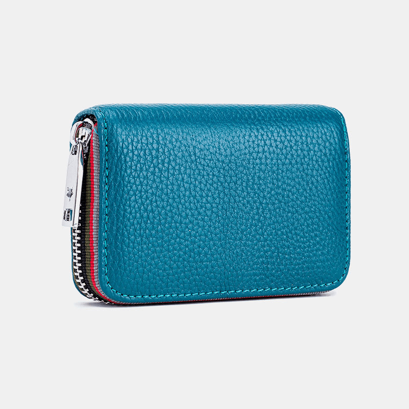 Women Genuine Leather Organ Design Multi Card Slot Small Card Holder Wallet - MRSLM