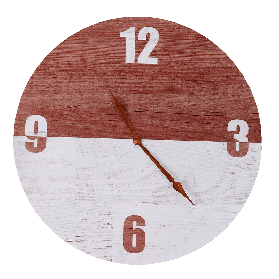 11'' DIY Digital Wood Wall Clock Diameter 28CM Seamless Hook for Home Office Bar - MRSLM