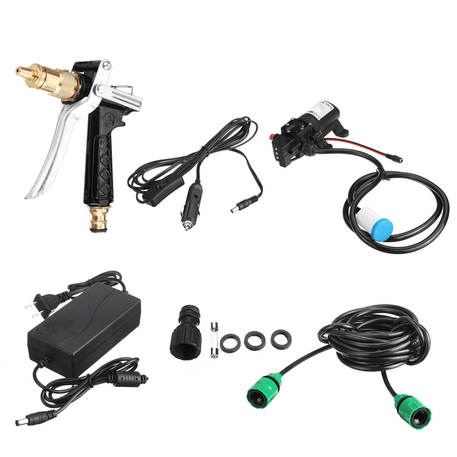 100W 12V High Pressure Car Electric Washer Squirt Sprayer Self-Priming Pump Clean Kit - MRSLM