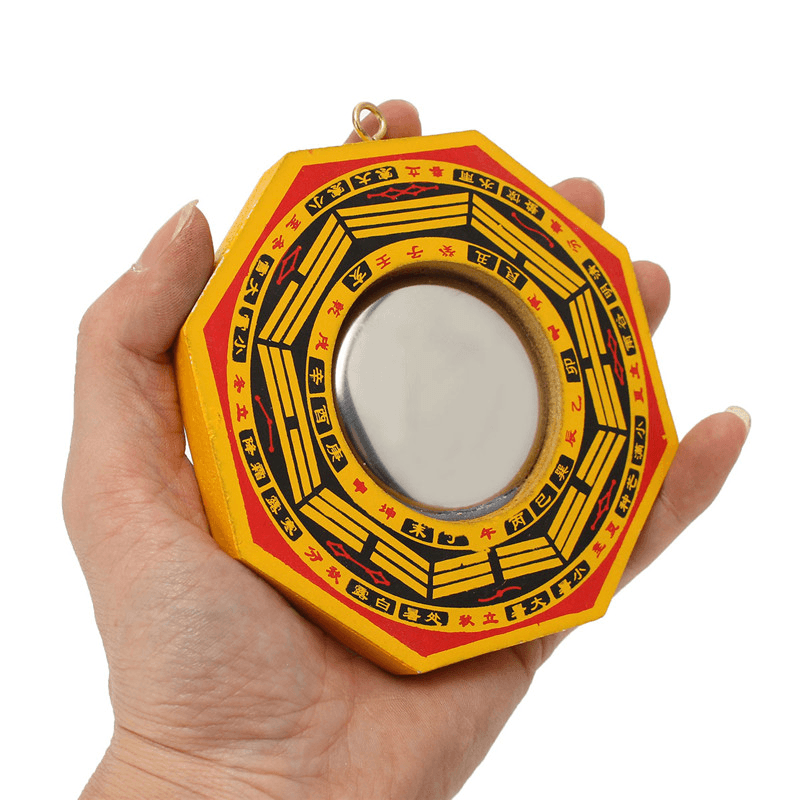 Kiwarm Chinese Feng Shui Vintage Lucky Fengshui Dent Convex Bagua Chinese Fengshui Mirror Taoist Energy Home Decorations - MRSLM