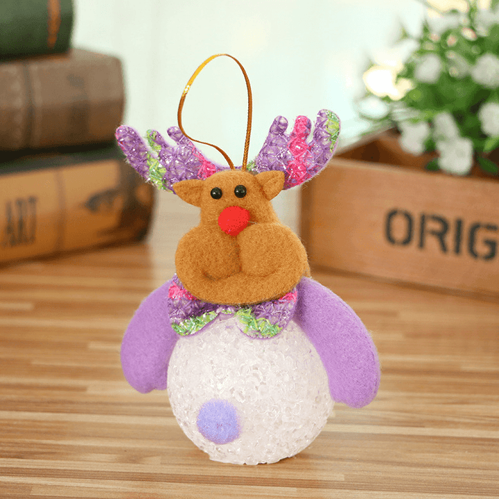 10*12CM Lovely Christmas Luminous Pendant Dolls Santa Claus/Snowman/Bear/Elk Christmas Home Decoration - MRSLM