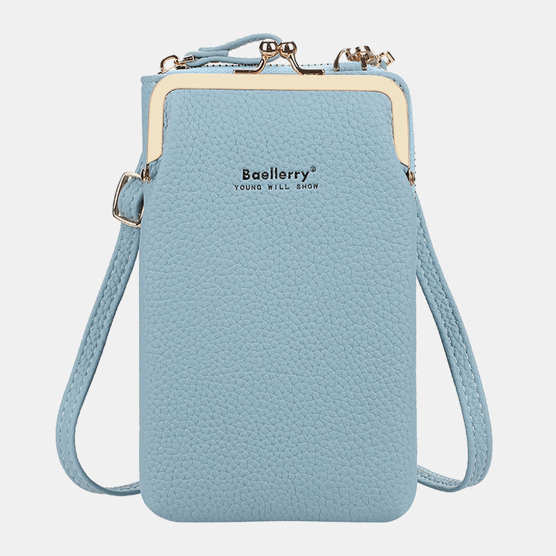 Baellerry Women Lychee Pattern 6 Card Slots 6.5 Inch Phone Bag Crossbody Bag - MRSLM