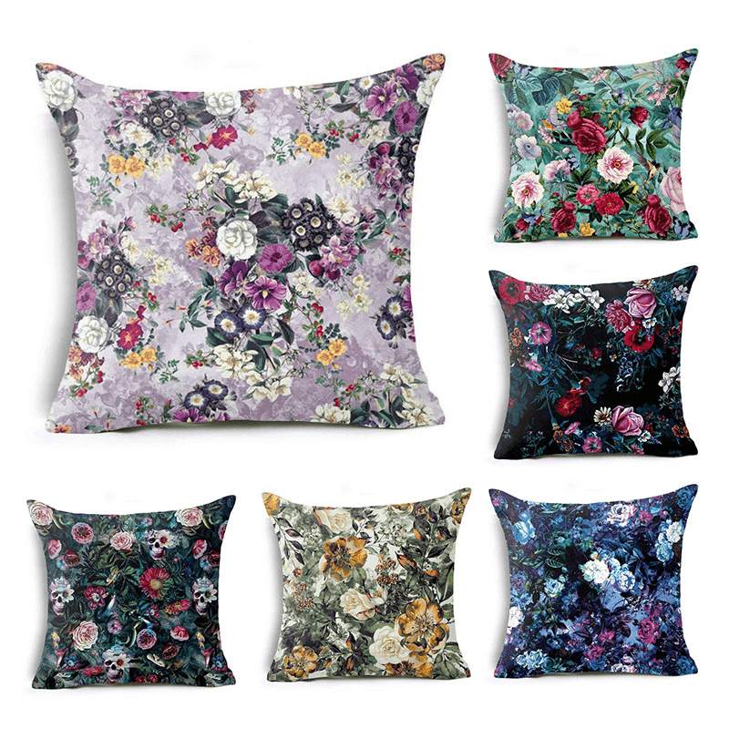 Honana BX 45X45Cm Home Decoration Colorful Flowers Plants 6 Optional Patterns Pillow Case - MRSLM