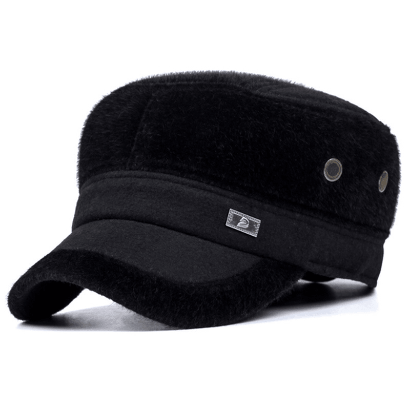 Unisex Imitation Mink Fur Earflap Ear Muffs Baseball Cap Adjustable Faux Fur Outdoor Military Hat - MRSLM