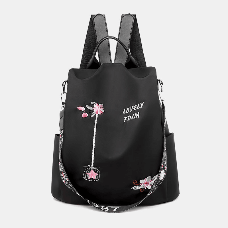 Women Multi-Carry Oxford Embroidery Waterproof Ethnic Anti-Theft Backpack - MRSLM