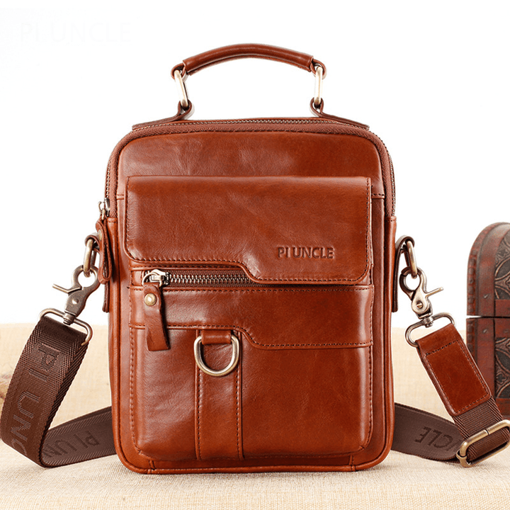 Men Genuine Leather Large Capacity Shoulder Bag Handbag - MRSLM