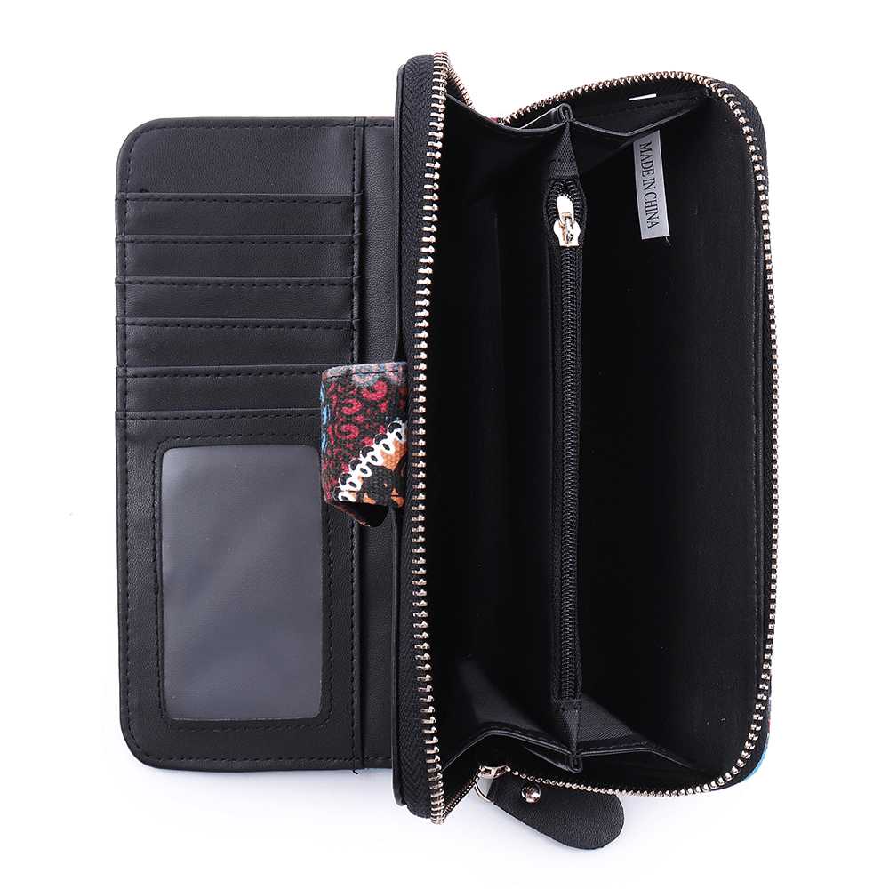 Women Canvas Bohemian Long Wallet Muti-Slot - MRSLM