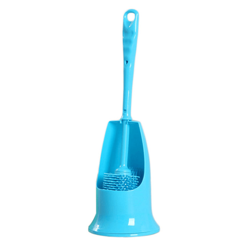 Cylinder Handle Toilet Brush & Base Plastic Cleaning Brush Long Double-Sided Portable Bathroom Acces - MRSLM