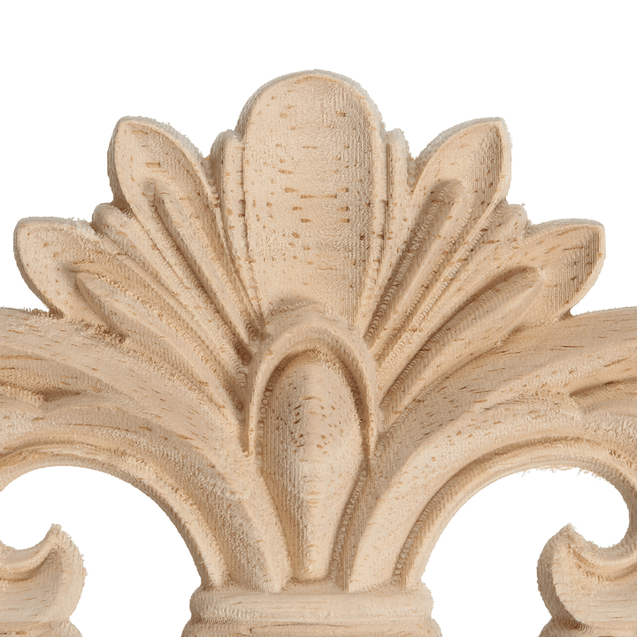 Wood Carving Applique Unpainted Flower Applique Wood Carving Decal for Furniture Cabinet 22X10Cm - MRSLM