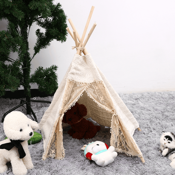 80Cm Large Kids Canvas Portable Teepee Tent Kids Sleeping Playing Photography Photo Props Kids Teepee Tipi House Toddler Children Tipi Tee Tent Gifts - MRSLM