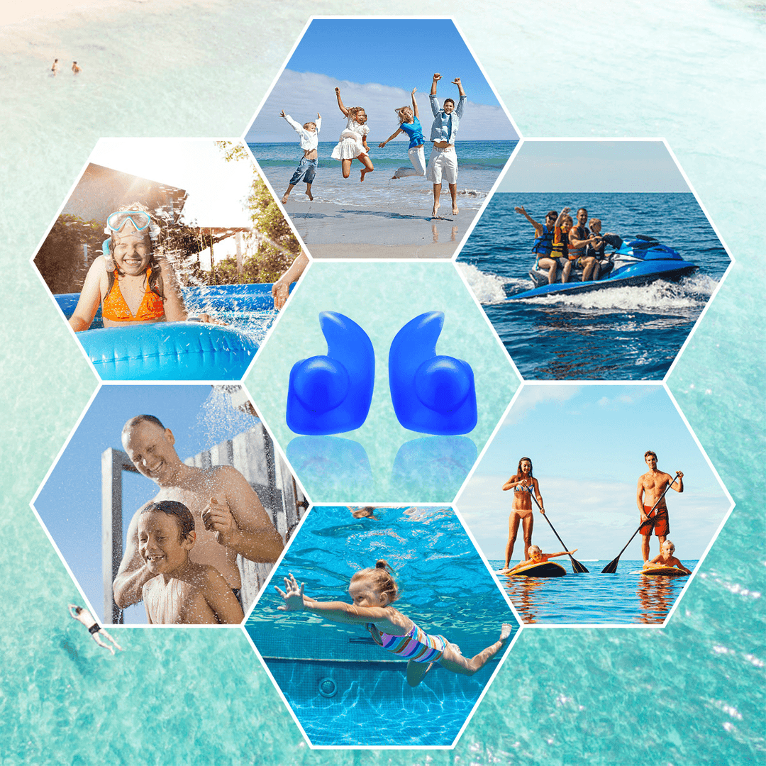 2 Pairs Kids Upgraded Silicone Swimming Earplugs Waterproof Reusable Silicone Ear Plugs for Swimming Showering Surfing Snorkeling and Other Water Sports - MRSLM