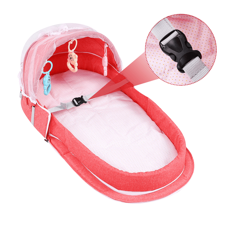 2-In-1 Folding Baby Sleeping Bed Lounger Travel Infant Bed with Mosquito Net - MRSLM