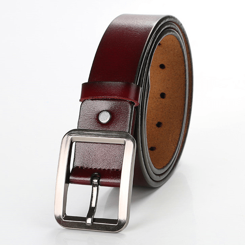 Men'S Explosive Leather Simple Retro Pin Buckle Belt - MRSLM