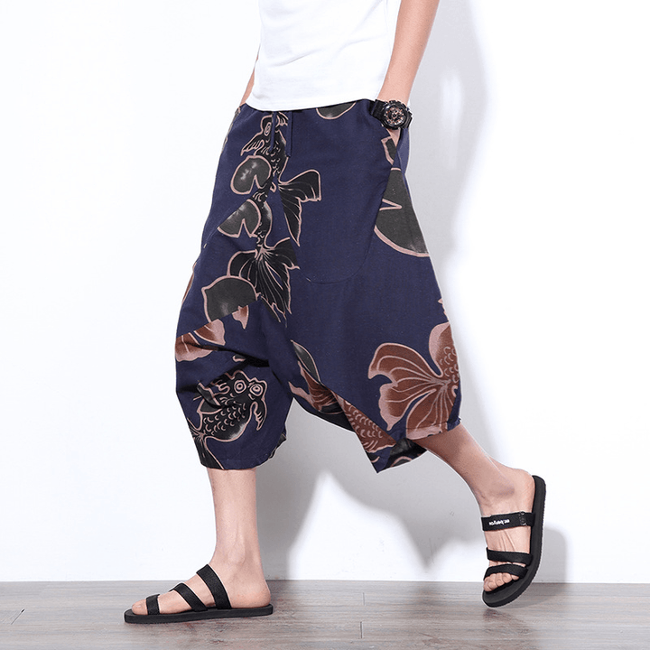 Mens Summer Ethnic Style Cotton Printing Pants - MRSLM