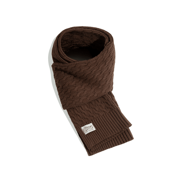 Retro Twist Knitted Wool Scarf with Wool Solid Color Warm Scarf Men Trendy - MRSLM