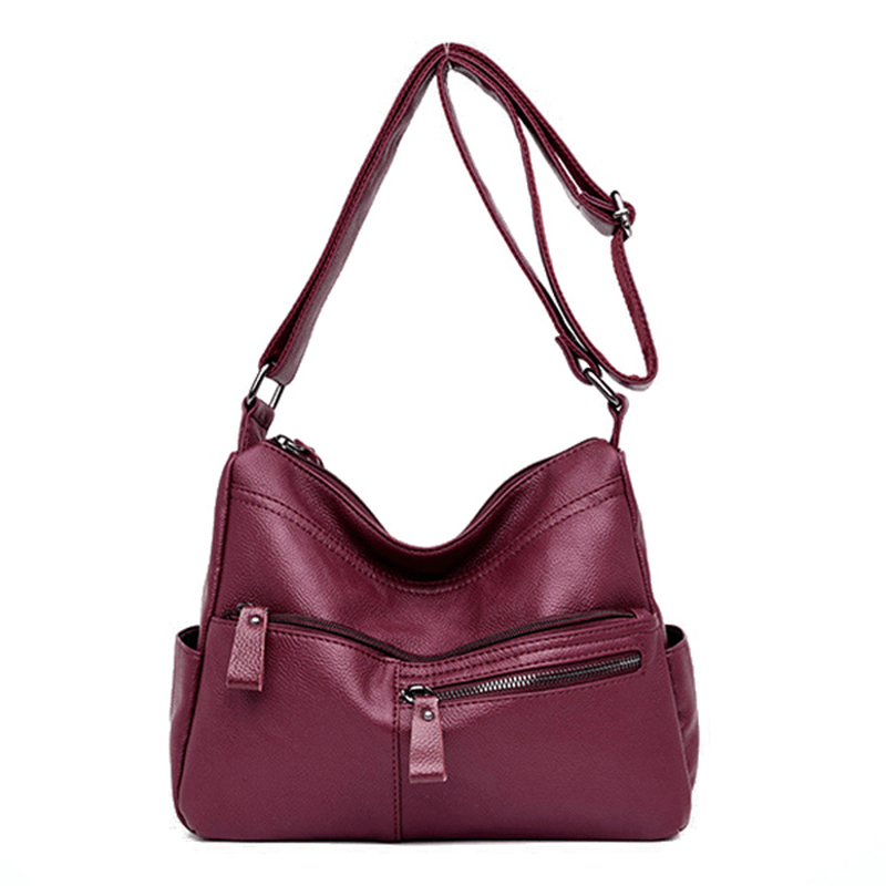 Women Faux Leather Leisure Shoulder Bag Crossbody Bag Shoulder Bag - MRSLM