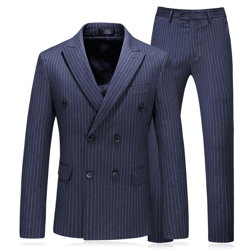 2018 Autumn and Winter New Foreign Trade New Men'S Double-Breasted Striped Suit Three-Piece Suit - MRSLM