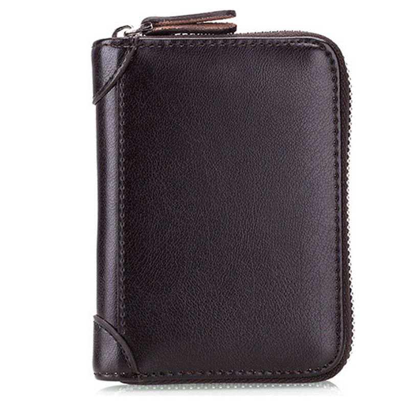 Large Capacity RFID Genuine Leather Men Women Casual Zipper Creddit Card Holder - MRSLM