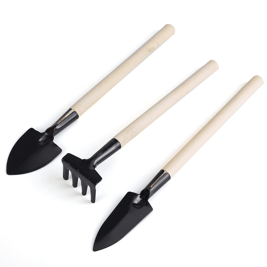 Honana HG-GT7 3Pcs Mini Garden Hand Tools Set Gardening Shovel Spade Rake Trowel Wood Handle - MRSLM