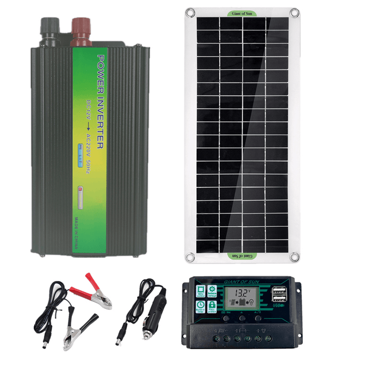 220V Solar Power System 30W Solar Panel 1000W Inverter 100A Controller Kit Solar Panel Battery Charger - MRSLM