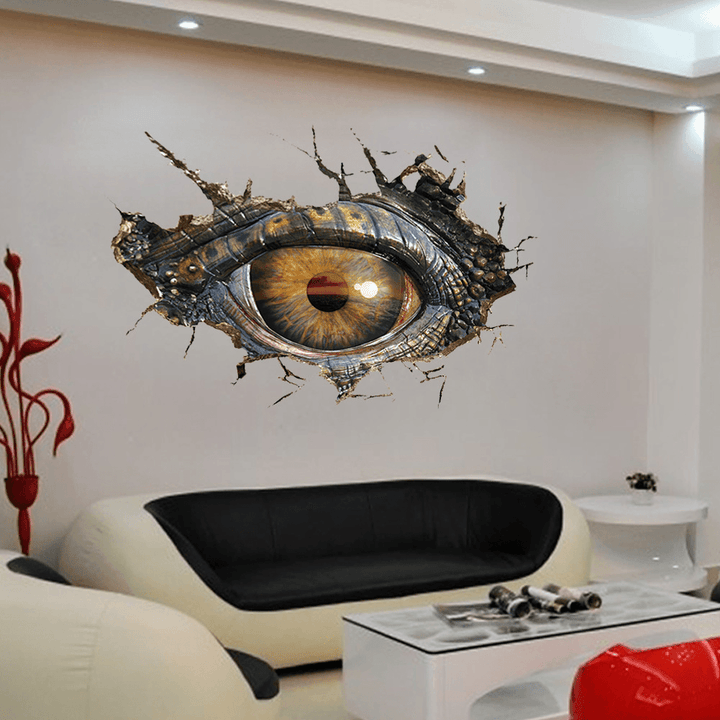 Miico Creative 3D Eye of Dinosaur Broken Wall PVC Removable Home Room Decorative Wall Door Decor Sticker - MRSLM