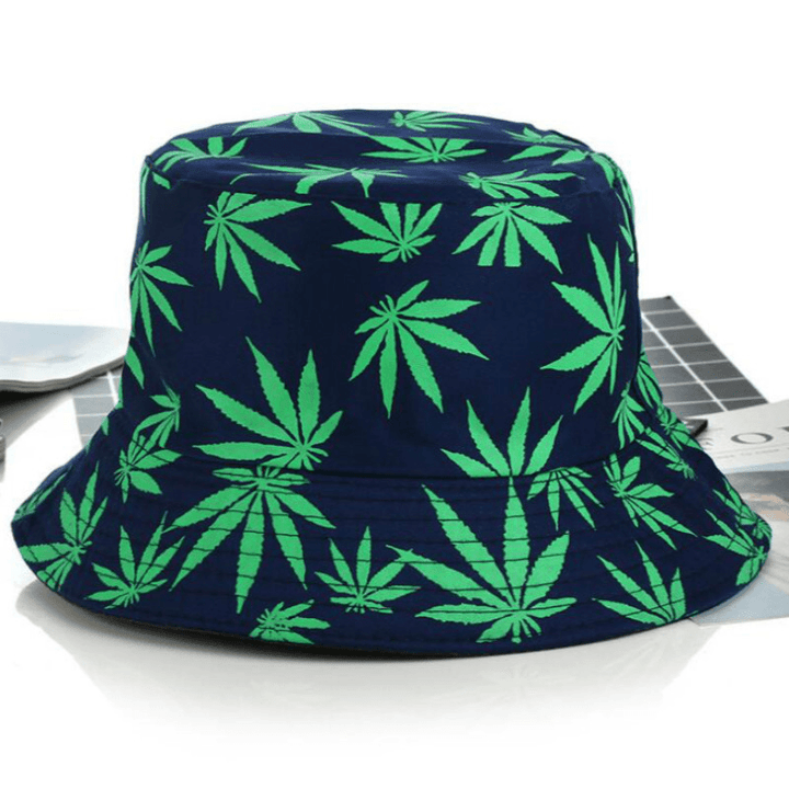 Hemp Leaf Fisherman Hat Cotton Maple Leaf Basin Hat Men and Women Fashion Fishing Hat Summer Outdoor Shade Sun Sat - MRSLM