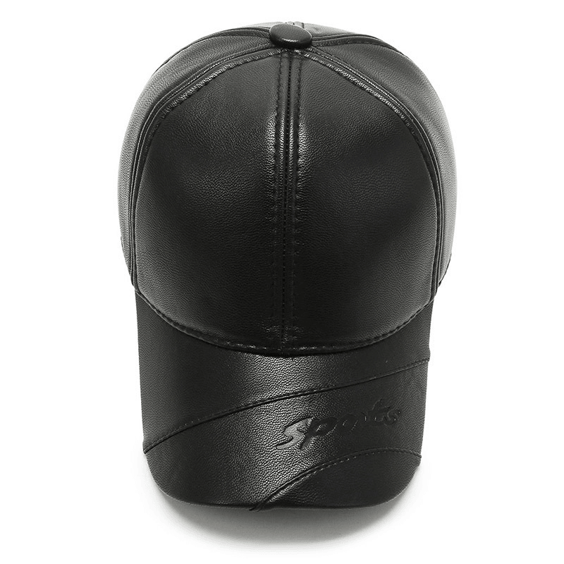 Men'S Middle-Aged and Elderly Winter Cold-Proof PU Leather Hat - MRSLM