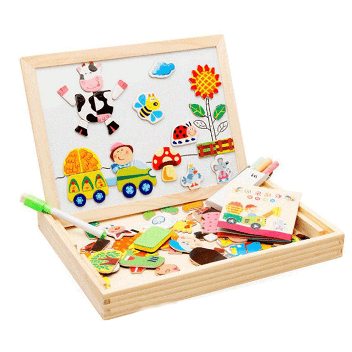 Happy Farm/Forest Paradise Early Educational Learning Wooden Magnetic Drawing Board DIY Toys - MRSLM