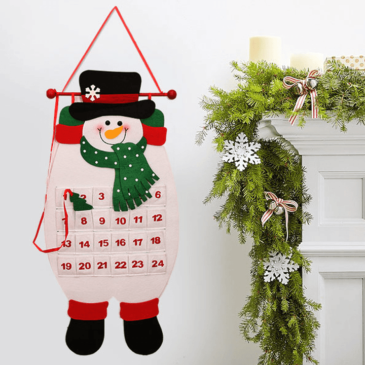 Christmas Countdown Calendar Snowman Deer Hanging Advent Calendar Decorations Home Decor - MRSLM