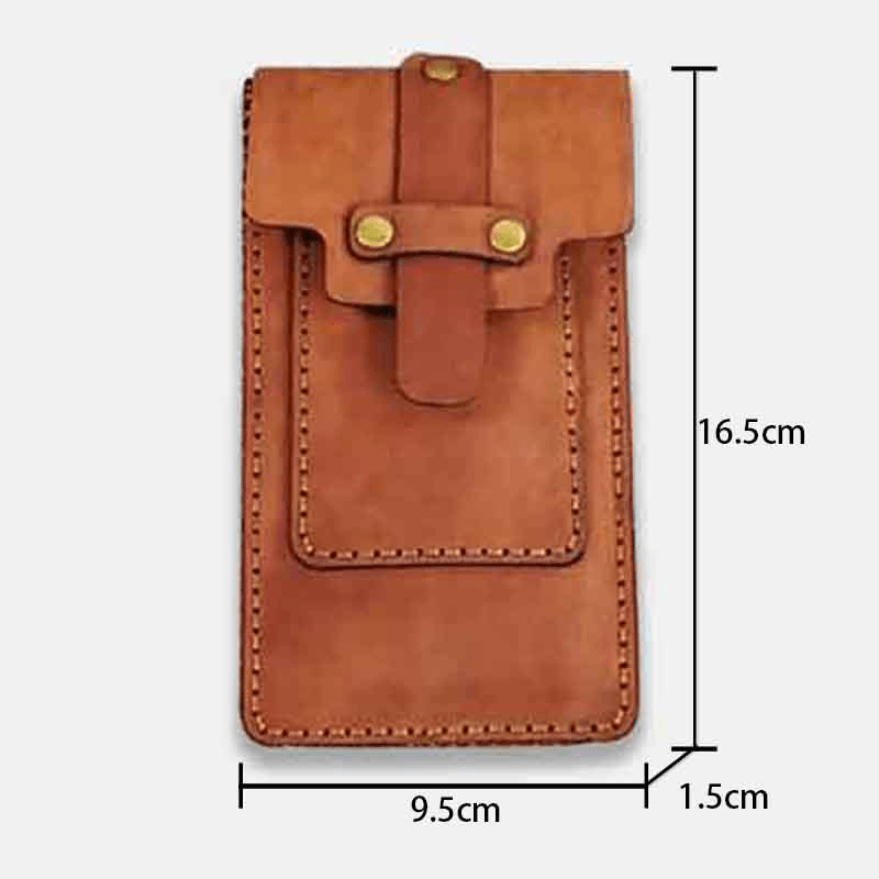 Ekphero Men Retro Genuine Leather EDC Multifunction Waist Bag Casual 6.3 Inch Phone Bag Belt Bag - MRSLM