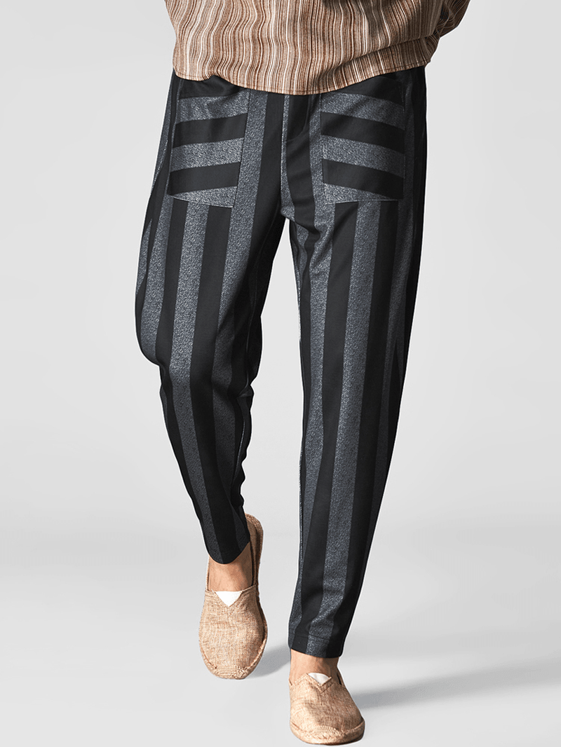 Stripe Narrow-Legged Loose Harem Pants - MRSLM