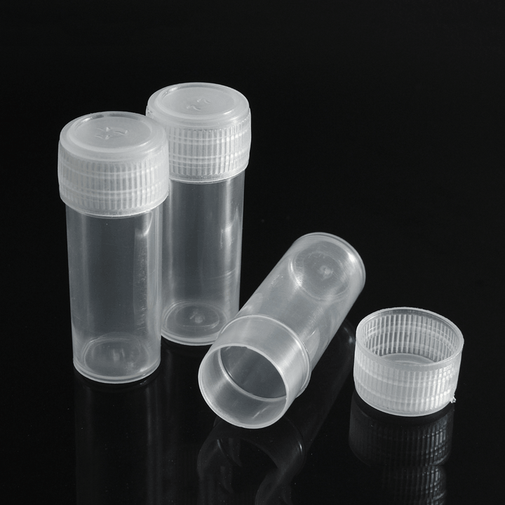 20Pcs 5Ml Chemistry Plastic Test Tube Vials with Seal Caps Pack Container - MRSLM