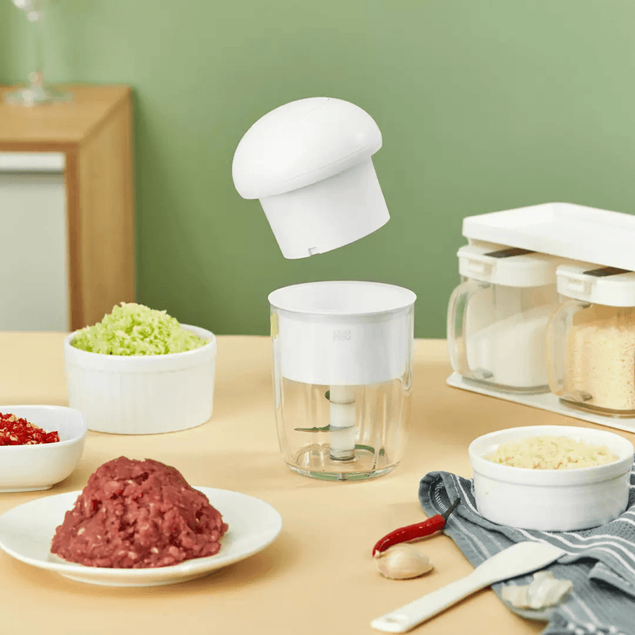 HUOHOU Electric Mini Chopper 290Ml Garlic Chopper Wireless USB Charging Food Processor Garlic Mincer Food Chopper for Chop Onion Ginger Vegetable Pepper Spice Meat Nut Baby Food - MRSLM