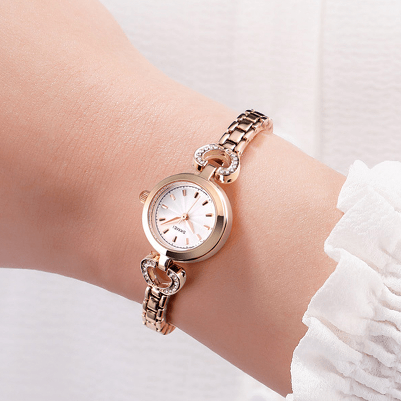 SKMEI 1408 Luxury Crystal Stainless Steel Elegant Fashion Women Wristwatch Quartz Watch - MRSLM