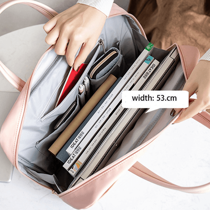 Women Simple 13.3/14/15.6 Inch Laptop Crossbody Bag Multi-Compartment RFID Anti-Theft Lightweight Handbag - MRSLM