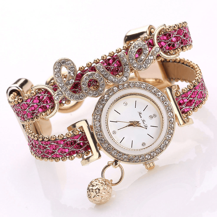 Deffrun Pendant Women Bracelet Watch Crystal Fashion Style Full Alloy Quartz Watch - MRSLM