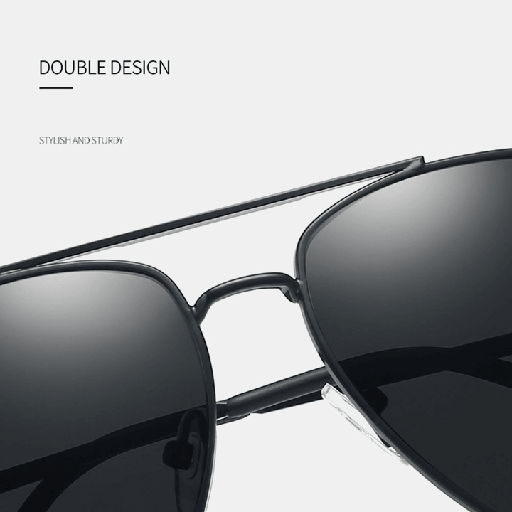 Men Metal Full Frame Double Bridge Polarized Light UV Protection Sunglasses - MRSLM