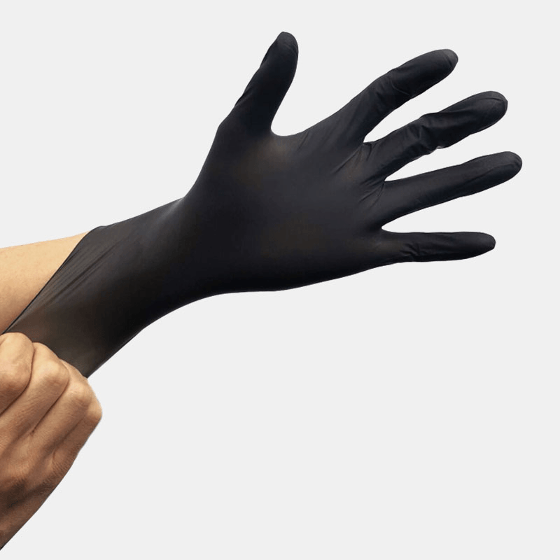 100Pcs Disposable Nitrile Latex Gloves Black 3 Sizes - MRSLM